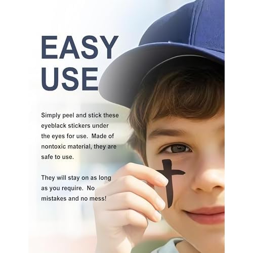 48 Pairs Eye Black Stickers, Breathable Sports Eye Strips Baseball Football Softball Face Eyeblack Stickers for Party Game Sport Supplies, Baseball Mom Accessories