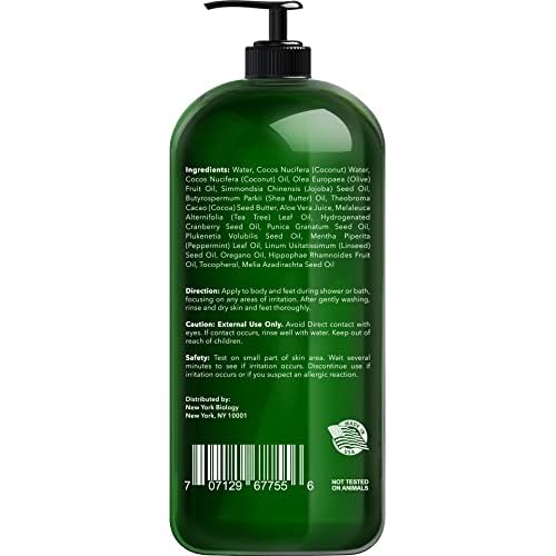 New York Biology Tea Tree Body Wash with Tea Tree Mint Body Wash for Men and Women - Helps Jock Itch & Itchy Skin, Nail Fungus, Athletes Foot, Eczema & Body Odor, Ringworms ? 16 Fl Oz