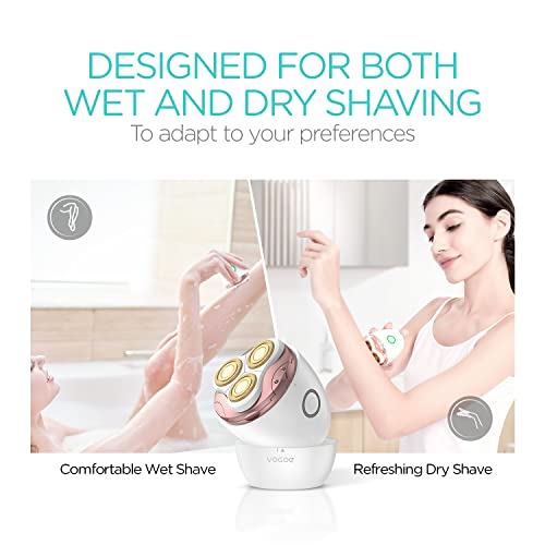 Electric Shaver for Women 3D Floating Blade Rotary Razor Hair Remover for Arms, Legs and Underarms Rechargeable Portable and Safe Wet and Dry Use ES300