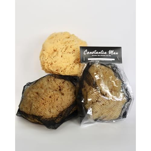 Real Sea Sponge for Men - Extra Large 6"-7", Totally Natural, Kind on Skin for an Invigorating Shower, Supplied in Breathable Mesh Bag. Great for The Gym, Grooming, Bath & Body Gift by Constantia Man