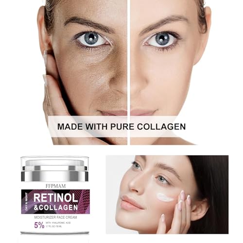 Retinol Cream for Face Anti Aging: Wrinkle Cream for Face Neck with Collagen Hyaluronic Acid - Night Moisturizer for Men Women - Facial Skin Care(1.7FL.Oz)