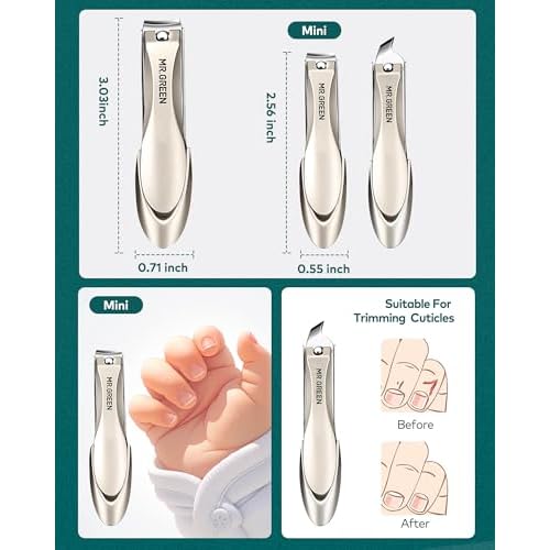 MR.GREEN 8-in-1 Manicure Set? Professional German Stainless Steel Nail Care Kit with Splash-Proof Nail Clippers, Toenail Clippers, Cuticle Tools, Travel Grooming Kit for Men & Women with Leather Case