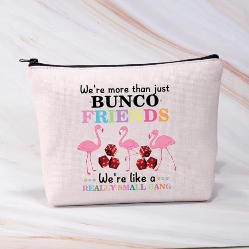BDPWSS Bunco Gift Flamingo Makeup Bag We're More Than Just Bunco Friends Funny Bunco Gang Gift Dice Game Bunco Player Gift (Bunco Friends)