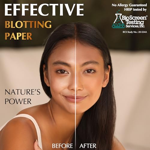 Natural Oil Blotting Sheets for Face with Bamboo Charcoal - 25% Larger - 6pk/600 Makeup Friendly Oil Absorbing Sheets for Face - Easy Dispensing Blotting Papers - Perfect for Keeping in Purse