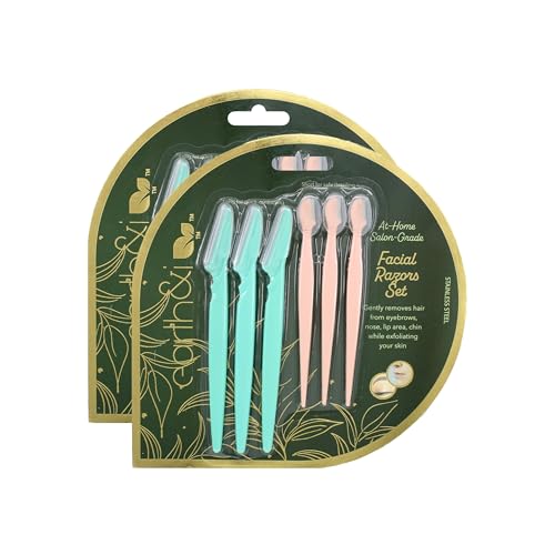 Earth & I 12 Count Dermaplaner Razor for Face 2 Sizes, Ladies Face Shaver for Peach Fuzz, Micro Blade Facial Razors for Women, Brow Shaper, Derma Blade, Dermabrasion, Facial Tools for Estheticians