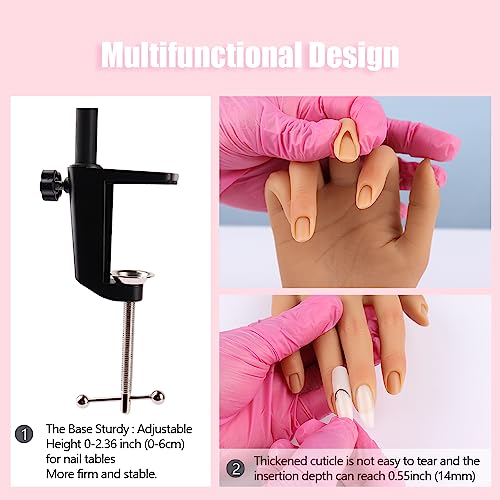 Silicone Practice Hand for Acrylic Nails, Mannequin Hands for Nails Practice with Adjustable Bracket, Life Size Fake Hand for DIY Nails/Nail Art Beginners/Nail Salon Artists