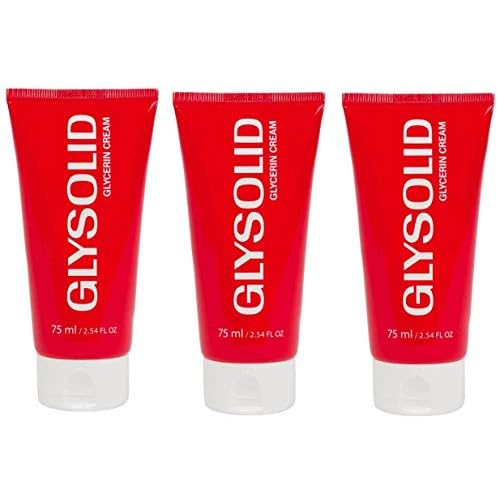 Glysolid Glycerin Skin Cream - Thick, Smooth, and Silky - Trusted Formula for Hands, Feet and Body 2.54 fl oz (75ml Tube) - 3pack