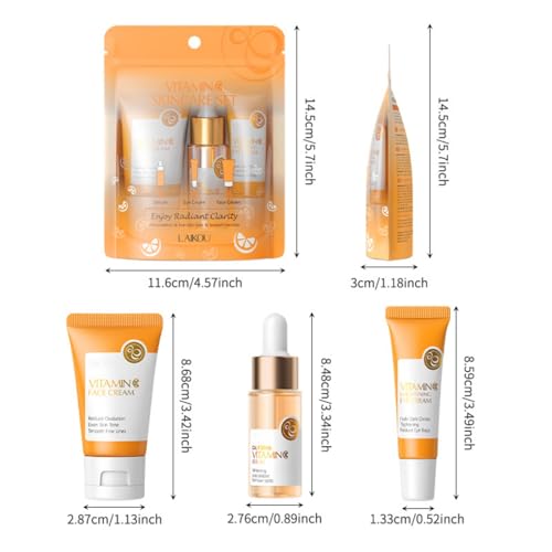 Skincare Set Gifts for Teenagers Girls, Vitamin C Skin Care Set Travel Size Skin Care Set Hydrating Skin Reduce Wrinkles Includes Face Serum,Eye Cream,Face Cream Smoothing Fine Lines£¨3PCS£©