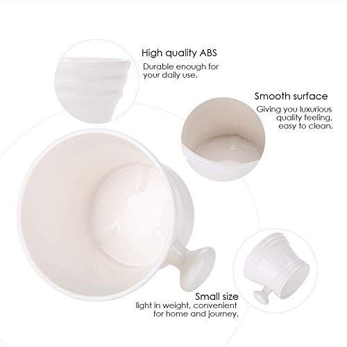 2 Colors Plastic Shaving Soap Bowl Foam Shaving Soap Cream Bowl with little handle Shaving Bowl for Men, Traditional Wet Shaving Factory Shaving Mug (White)