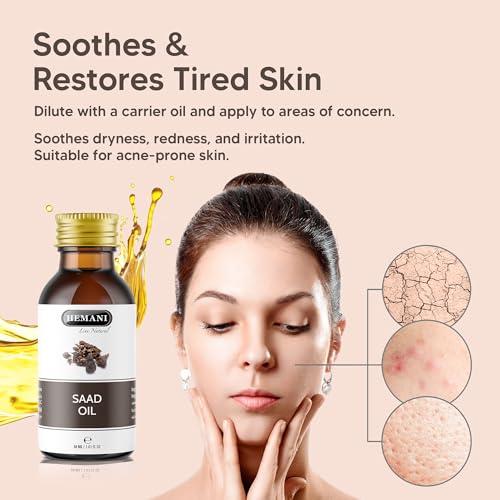 HEMANI Saad Oil 30mL - 100% Pure Natural Cold Pressed Cypriol Oil | Halal Essential Oil for Hair Growth, Scalp Treatment & Aromatherapy | Nagarmotha Oil 1 fl oz