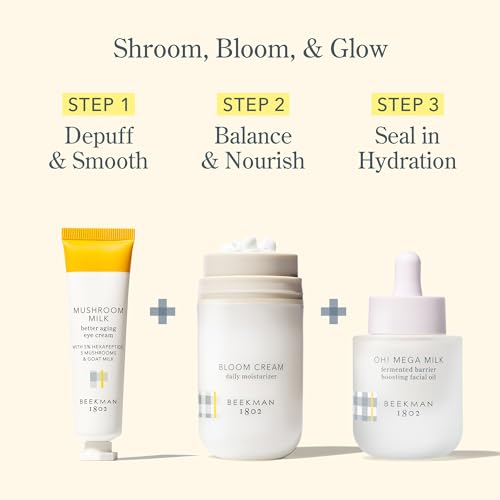 Beekman 1802 Mushroom Goat Milk Eye Cream - Clinically Proven Anti-Aging Eye Treatment for Under-Eye Circles & Fine Lines - With Hexapeptide and Snow Mushrooms - Fragrance-Free, Cruelty-Free