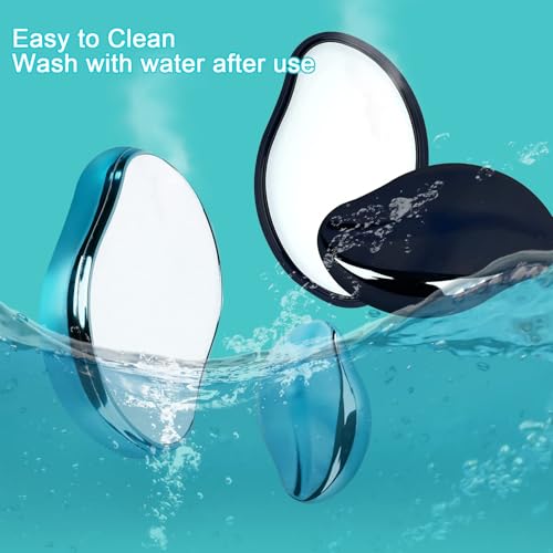 2 Pcs Crystal Hair Eraser for Women and Men - Reusable Crystal Hair Remover - Portable Magic Painless Exfoliation Easter Basket Stuffers - Blue & Black