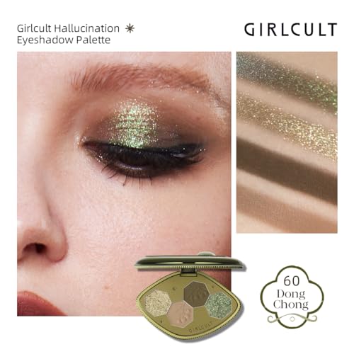 GIRLCULT 4-Color Eyeshadow Palette ? Pigmented Makeup Palette with Matte & Shimmer Finishes, Long-Lasting & Blendable, Built-in Mirror, Ideal for Natural Eye Looks or Smoky Eye Kit #60