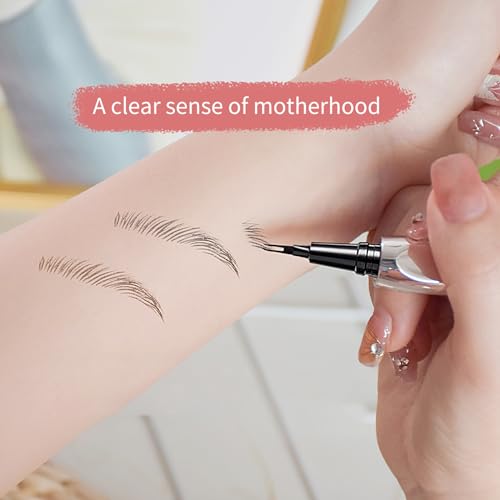 BLUE LOVE 2PCS Two-Prong Eyebrow Pen, Upgrade 2 Tipped Eye Brow Pencils for Women, Waterproof Lasting All-Day Eye Makeup with Microblading Brow Pen with Hair Like Strokes (2PCS Brown)