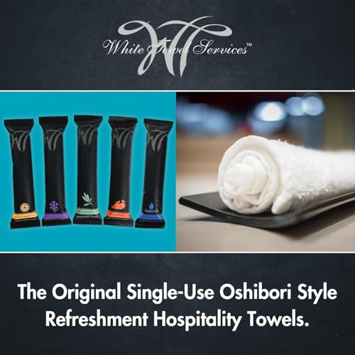 White Towel Services 9" x 9" inch Moist Cotton Towel Individually Wrapped - Scent (Case of 50)(Lavender)