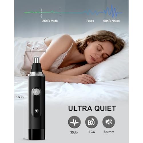Nose Hair Trimmer for Men and Women,2025 Professional Painless IPX7 Waterproof Eyebrow & Facial Hair Trimmer,USB Rechargeable with LED Display Dual-Edge Blades for Smoother Cutting,BlackSilver