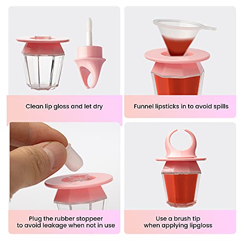 RONRONS 20 Pieces 8ml Diamond Ring Shape Empty Lip Gloss Tube Feeding Bottle Plastic Refillable Lipgloss Bottles Container Clear Lip Glaze Tube with Wand Lip Oil Vials DIY Makeup Holder