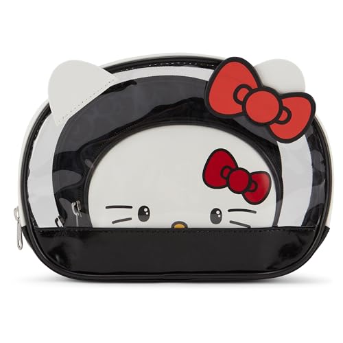 Hello Kitty Cosmetic Case Set - Girls, Boys, Teens, Adults - Officially Licensed Hello Kitty Travel Cosmetic Case 3 Piece Set (Clear Black)