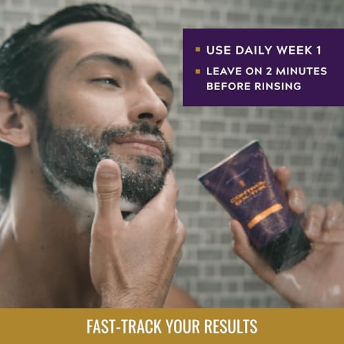 Just for Men Control GX + THK Thickening Beard Wash with Grey Reduction, Alpha Keratin Helps Beard Growth, Thickens Hair Up to 20%, Works with Every Hair Texture, 4 oz