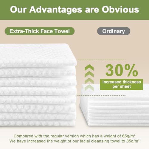 KODAMO Disposable Face Towels ? 120 Count Soft & Thick Facial Towelettes for Women & Men ? Travel-Friendly Cotton Tissue, Fresh Makeup Remover & Cleansing Cloths