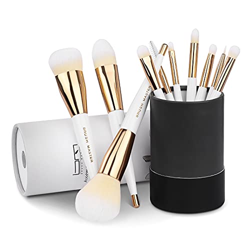 Makeup Brushes Set 10Pcs Professional Kabuki Foundation Eyeshadow Blush Blending Lip Full Face Cosmetic Kit W/Makeup Brush Set with Holder