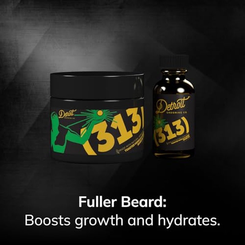Detroit Grooming Co. Beard Oil & Beard Butter Bundle ? 313 (Vanilla & Amber Scent) ? Beard Hydration Set with Vitamin E & Sunflower Oil