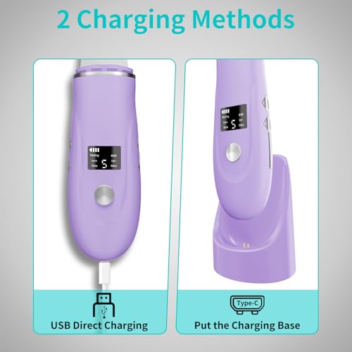 Face Scrubber Skin Spatula - Blackhead Remover Deep Cleansing Tool for Pore Extraction, 4-in-1 Fast Charging Dock Blackhead Remover Face Spatula for Facial Skincare Women Gift (Purple)