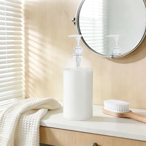 Yebeauty Pump Bottle Dispenser, 67oz 2000ml Refillable Shampoo Pump Bottles Empty Plastic Shower Soap Dispenser Large Liquid Containers for Conditioner Body Wash, Bathroom Kitchen, 2 Pack Clear