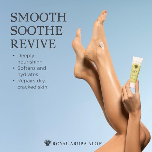 Royal Aruba Aloe Luxe Foot Cream - Nourishing and Hydrating Formula with Minty Scent - 2 Oz Tube
