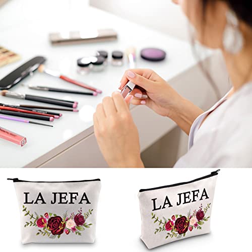 BLUPARK Boss Lady Gift La Jefa Makeup Bag Mexicana Gift Latina Boss Cosmetic Bag for Girl Boss (LA JEFA)