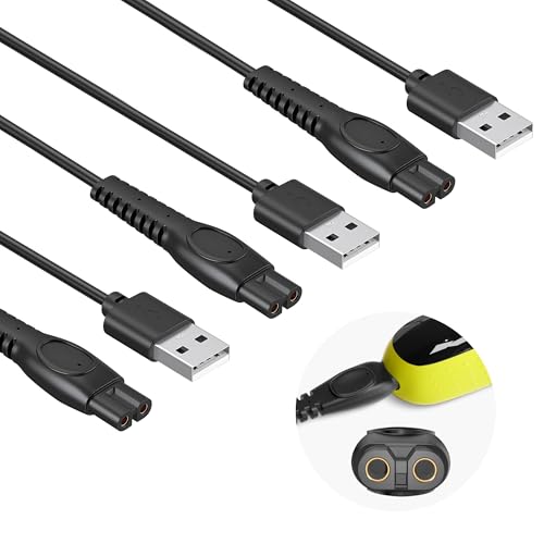 3 Packs 5V USB Charger Compatible with Philips One Blade 360 ??QP2834 QP2824 QP4631, QP1924, One Blade Pro 360 QP6552 QP6652, MG7962 MG7950, S5898 Electric Shaver Trimmer Charging Cable [5V]