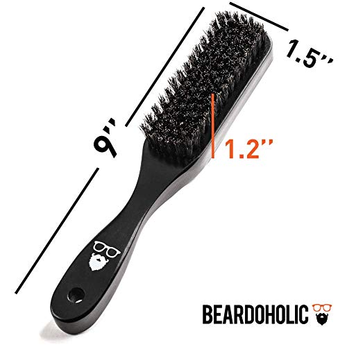 Beardoholic Beard Comb and Brush Set ? 100% Boar Bristles ? 100% Pearwood ? Anti-Static, Eliminates Tangles, Ingrown Hairs, Dandruff ? Keep Your Beard Neat and Tidy ? Long Lasting