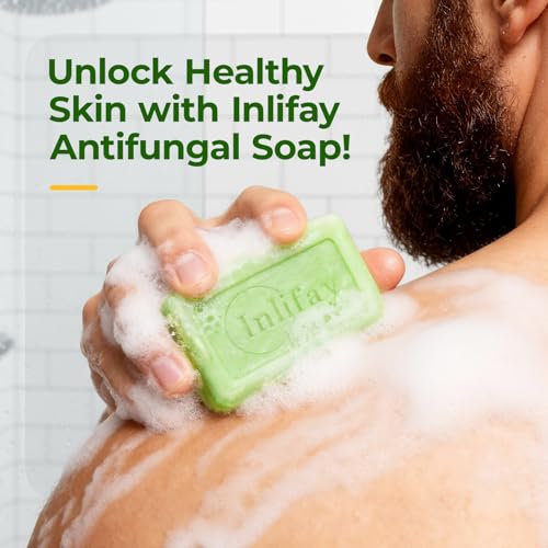 Inlifay Antifungal Soap Bar for Men: Anti Fungal Skin Soap for Athlete's Foot, Jock Itch, Ringworm - Tea Tree Fungus Soap for Active People Daily Body Cleansing