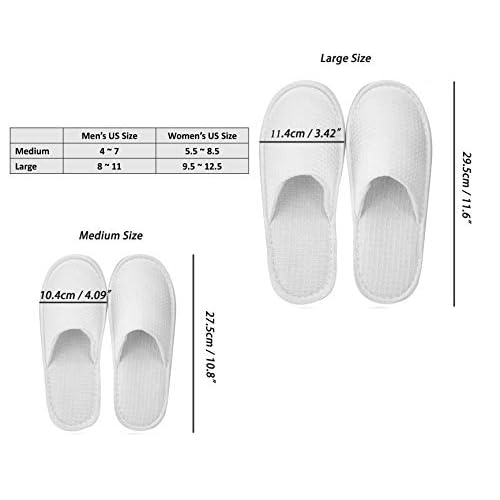 AhfuLife 10 Pairs of Waffle Spa Slippers, Closed Toe White Slippers - Fit Most Men and Women for Spa, Party Guest, Hotel and Travel
