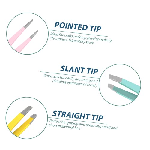 Tweezers Set - Professional Eyebrow Tweezer for Women Facial Hair - Great Precision Tweezers for Plucker, Splinter and Ingrown Hair Removal (3 Pack)