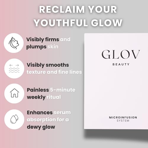 Glov Beauty Micro Infusion System for Face & Lips ? 0.25mm 24k Gold Cosmetic Facial Stamp with Hyaluronic Acid, Collagen Peptides & Licorice Root Serum Ampoules (1x Infusion Application, 3x Serums)