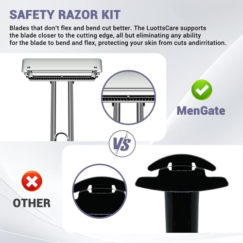Adjustable 2-Blade Safety Razor Set with Magnetic Head for Men Women - with 10 Blades, Shave Brush - Precision Shaving, Reusable & Plastic-Free Shaver, for Beard, Head, Leg Shaving