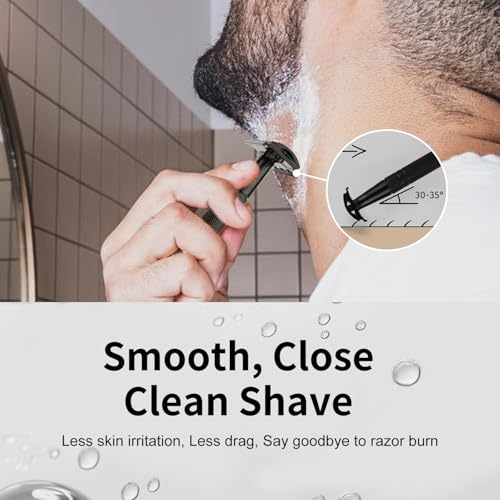 BULIMICA Matte Black Safety Razor Kit, Includes 1 Safety Razor with 10 Blades and 1 Razor Blade Bank with 30 Blades