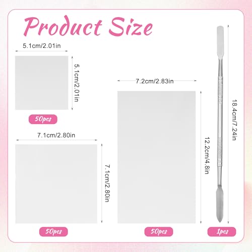 150 Sheets Nail Art Palette Paper, 3 Sizes Disposable Nail Polish Palette Paper with Stainless Stirring Rod Waterproof Makeup Mixing Palettes Papers for Makeup Nails Gel Mixing Home Salon