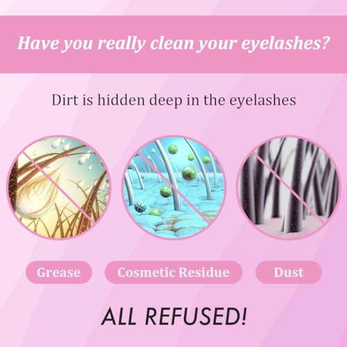 Lash Shampoo Kit & Brush, 2.04 fl.oz/60ml Gentle Foaming Cleanser Eyelash Wash for Extensions and Natural Lashes, Safe Makeup Remover Suppiles for Salon Use and Home Care