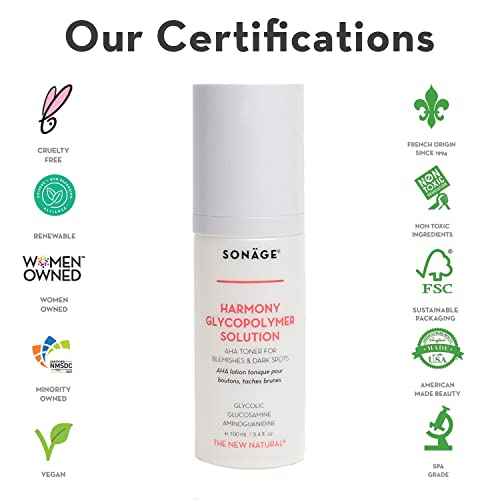 Sonage Harmony Glycolic Peel: Pro Spa Strength Exfoliation for Glowing Skin | Chemical Exfoliant Renews & Refines Texture