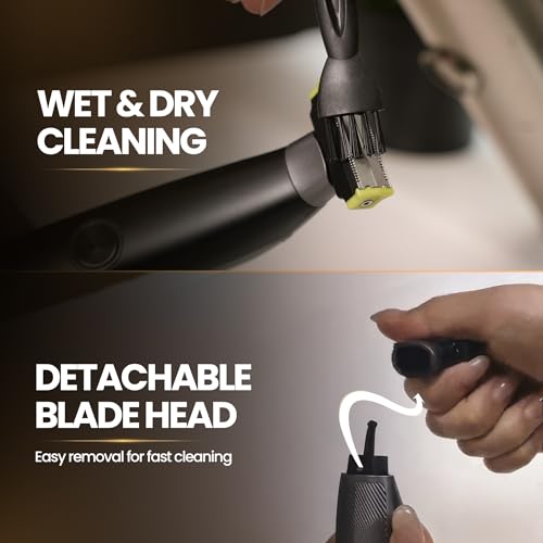 Electric Body Hair Trimmer & Beard Shaver for Mens ? Skin-Safe Dual Blade Groomer for Sensitive Areas, Chest, Legs, Pubic & Groin Hair ? Wet/Dry Waterproof, Rechargeable, with 3 Guide Combs.