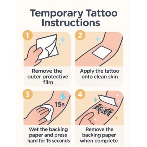 Eagle Mascot Temporary Tattoos ? 25-Pack Pre-Cut Skin-Safe Tattoos ? School Spirit Party Favors, Sports Events, and Classroom Prizes ? FDA Compliant