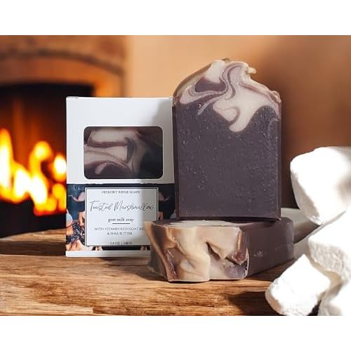 Toasted Marshmallow Goat Milk Soap Bars, 3 Bar Pack, Cold Processed, Soap for Face and Body, Cocoa Butter Soap