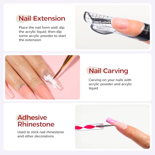 Acrylic Nail Kit for Beginner: Complete Set with 24 Colors Acrylic Powder & Liquid Long Last Durable Quick Dry for Nail Manicure with Nail Drill and Basic Accessories