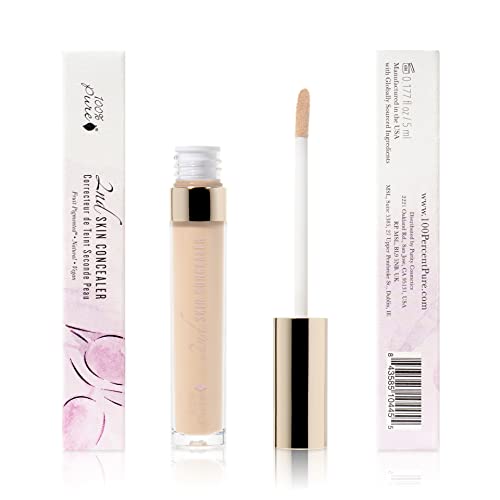 100% PURE 2nd Skin Concealer (Fruit Pigmented), Shade 2, Full Coverage, Lightweight, Liquid Concealer for Face, Under Eyes, Vegan Makeup (For Light-Medium Skin w/Neutral Undertones) - 0.17 Fl Oz