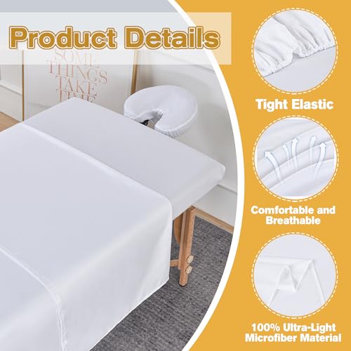 2 Sets Microfiber Massage Table Sheets, 3 Piece Reusable Massage Bed Cover Per Set, Lash Bed Cover Soft, Light-Weight, Stain & Wrinkle Resistant for Spa Beauty Tattoos