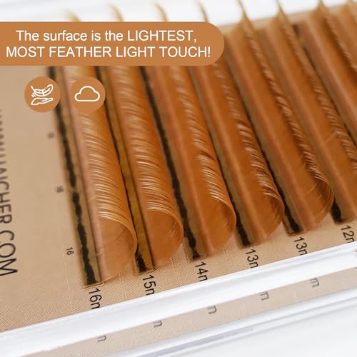 Brown Lash Extensions 03 05 07 C D Curl 8-16mm Mixed, Colored Lash Trays for Eyelash Extension (Light Brown, 0.05 C 8-16mm)