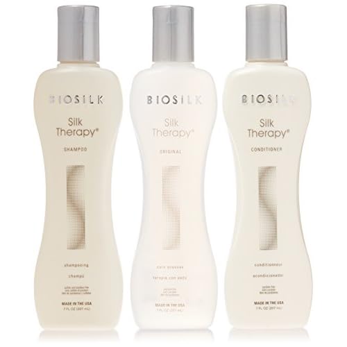 BioSilk Silk Therapy Trio Gift Set: Silk Infused Shampoo, Conditioner & Serum for All Hair Types, Restores & Maintains Hair Health, Paraben & Sulfate Free, 21 Fl Oz