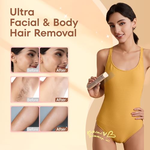 VG VOGCREST Bikini Trimmer for Women: 2-in-1 Rechargeable Painless Body Shaver - Portable Travel-Friendly Pubic Grooming Kit for Underarm Leg Arm